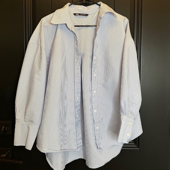 Zara Tops Zara Womens Button Up Stripe Shirt Poshmark